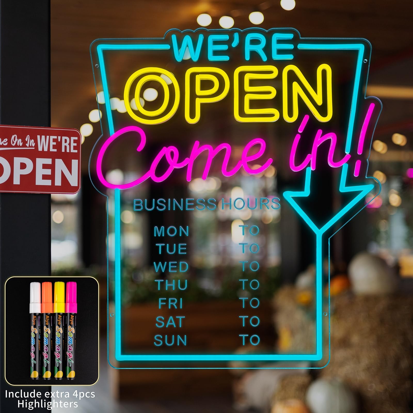 MissAudrey Open Neon Sign for Business with Cycle Timer,We’re Open Come In Bu…