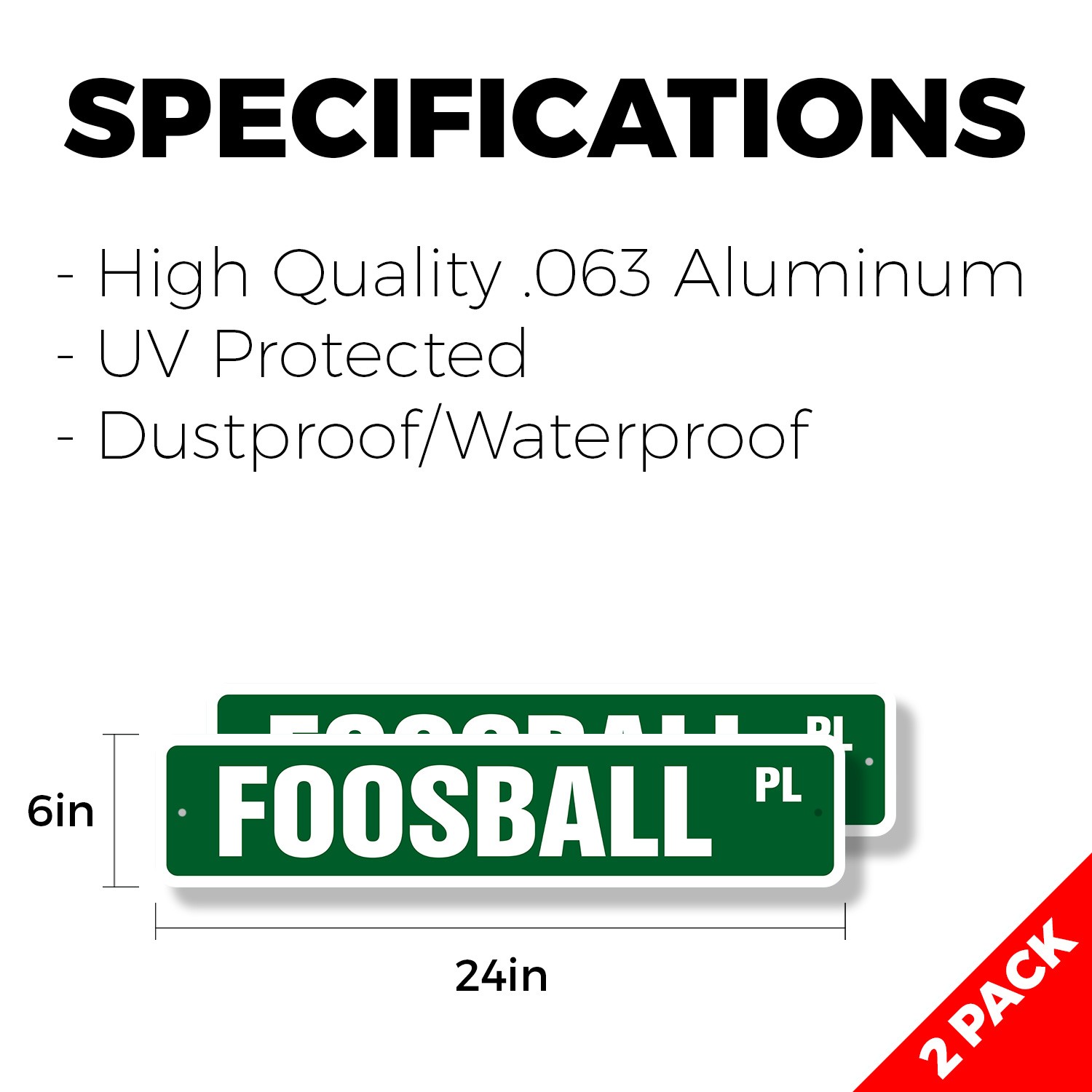 FOOSBALL Street Sign (2 Pack) Plastic Metal Road Sign game room foos ball parts