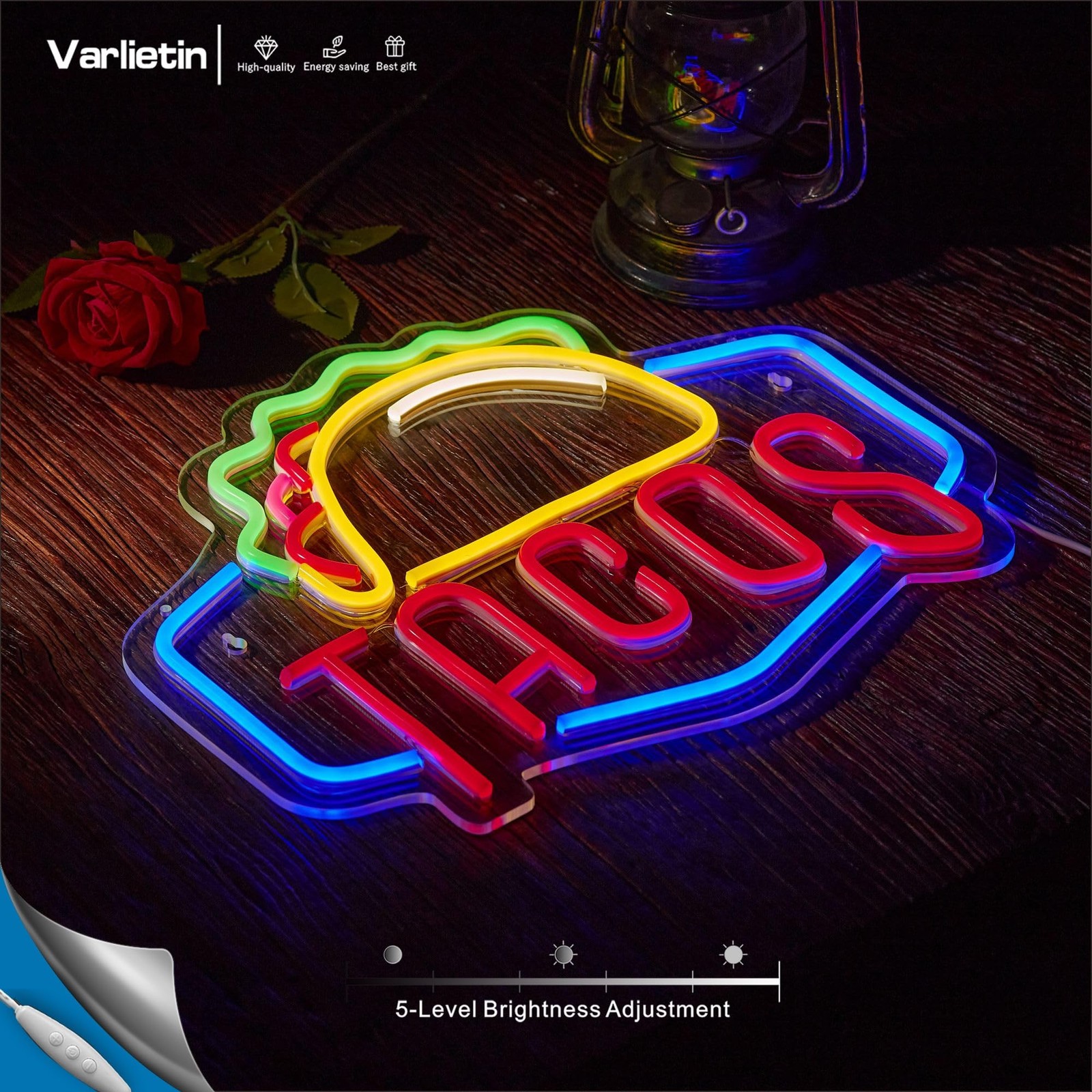 Tacos Neon Sign for Wall Decor, Taco Open LED Neon Signs Lights for Mexican R…