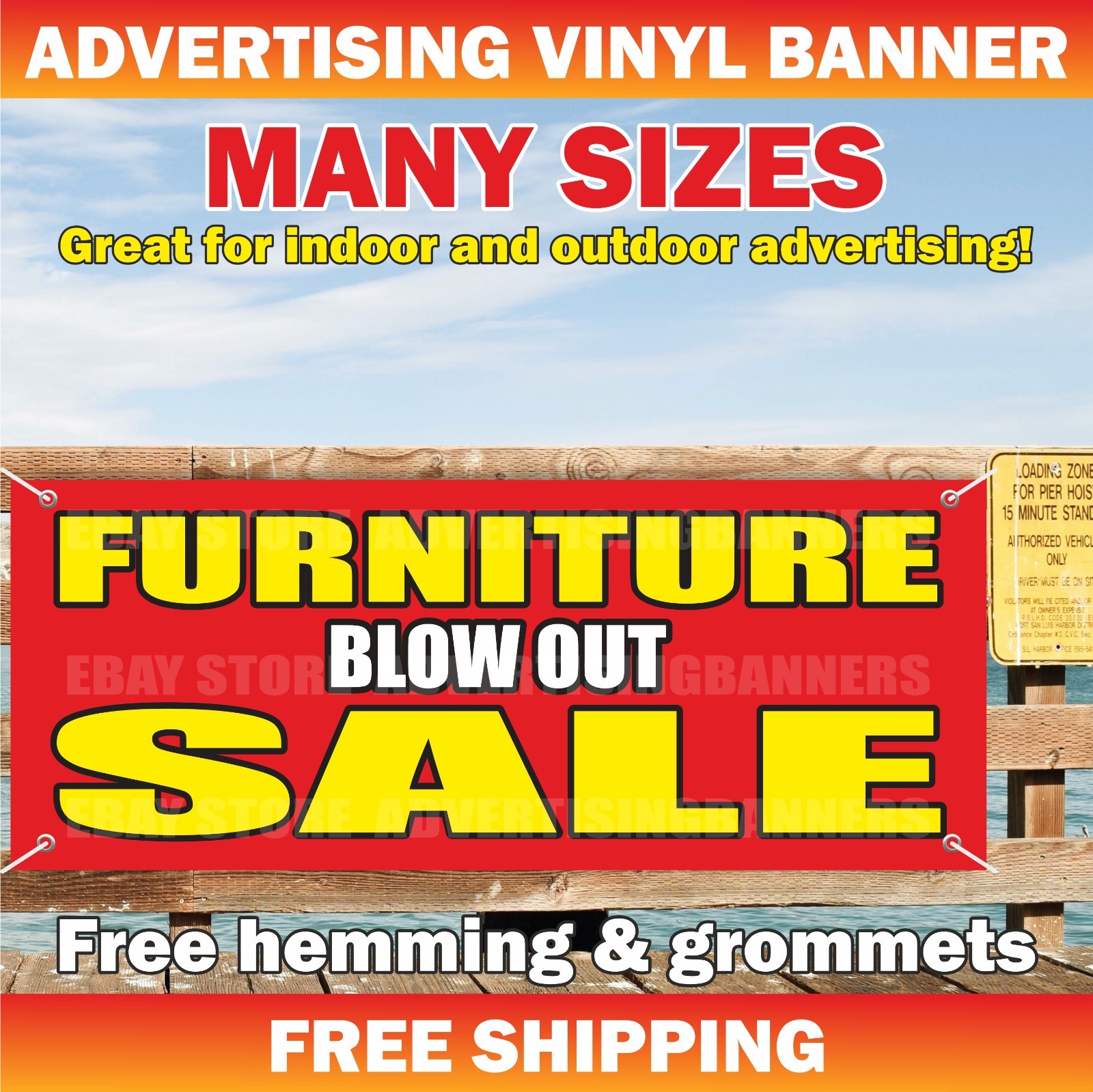 FURNITURE BLOW OUT SALE Advertising Banner Vinyl Mesh Sign Sofa Mattress Bed Bat