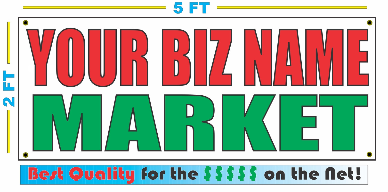 CUSTOM NAME MARKET Banner Sign NEW Larger Size Best Quality for the $$$