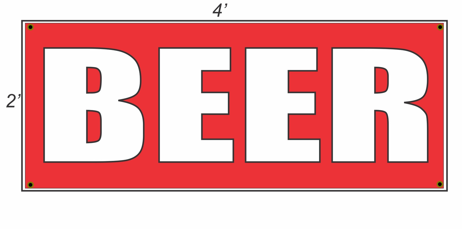 2×4 BEER Red with White Copy Banner Sign NEW
