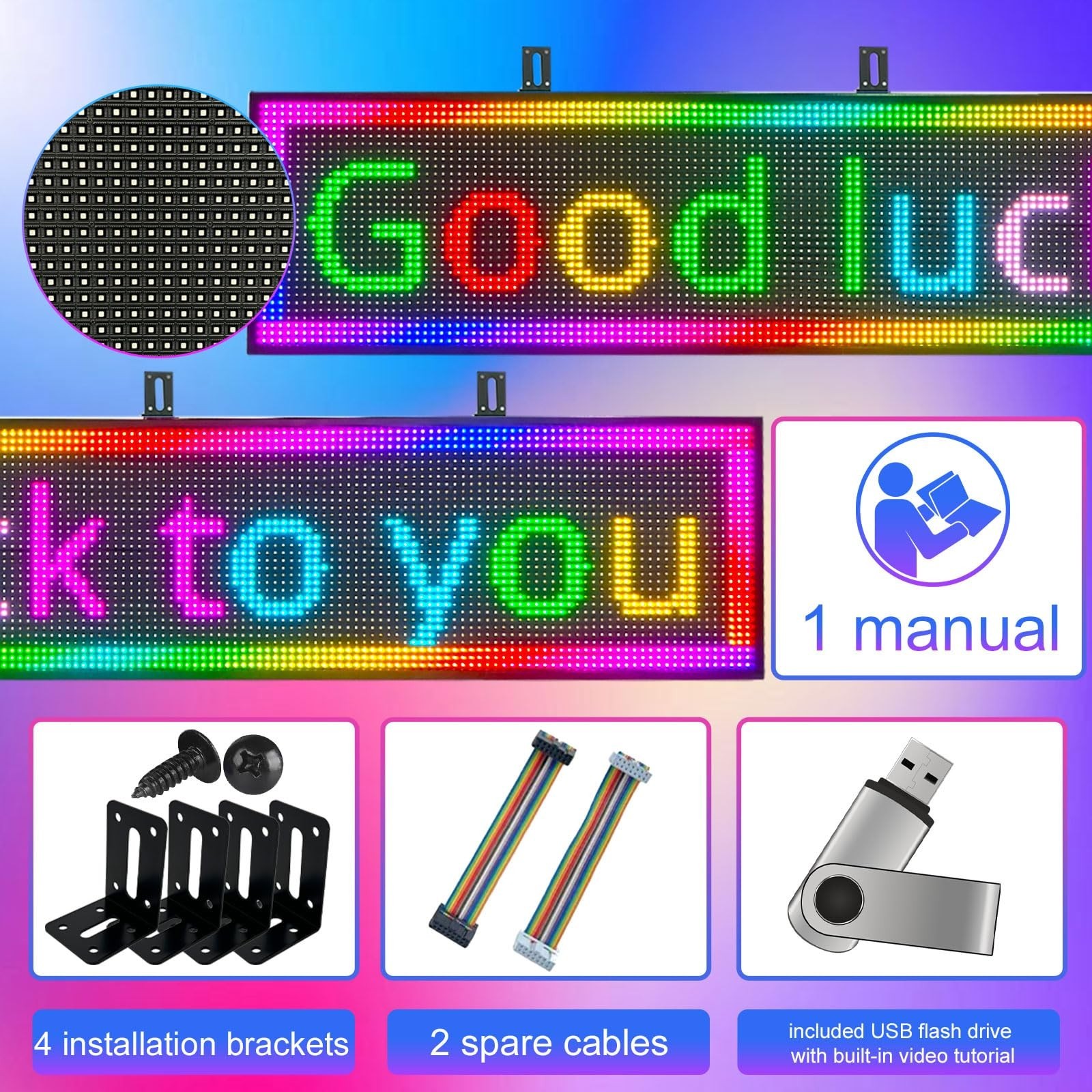Custom Programmable Scrolling LED Sign – Waterproof Digital Display Board 39″x14