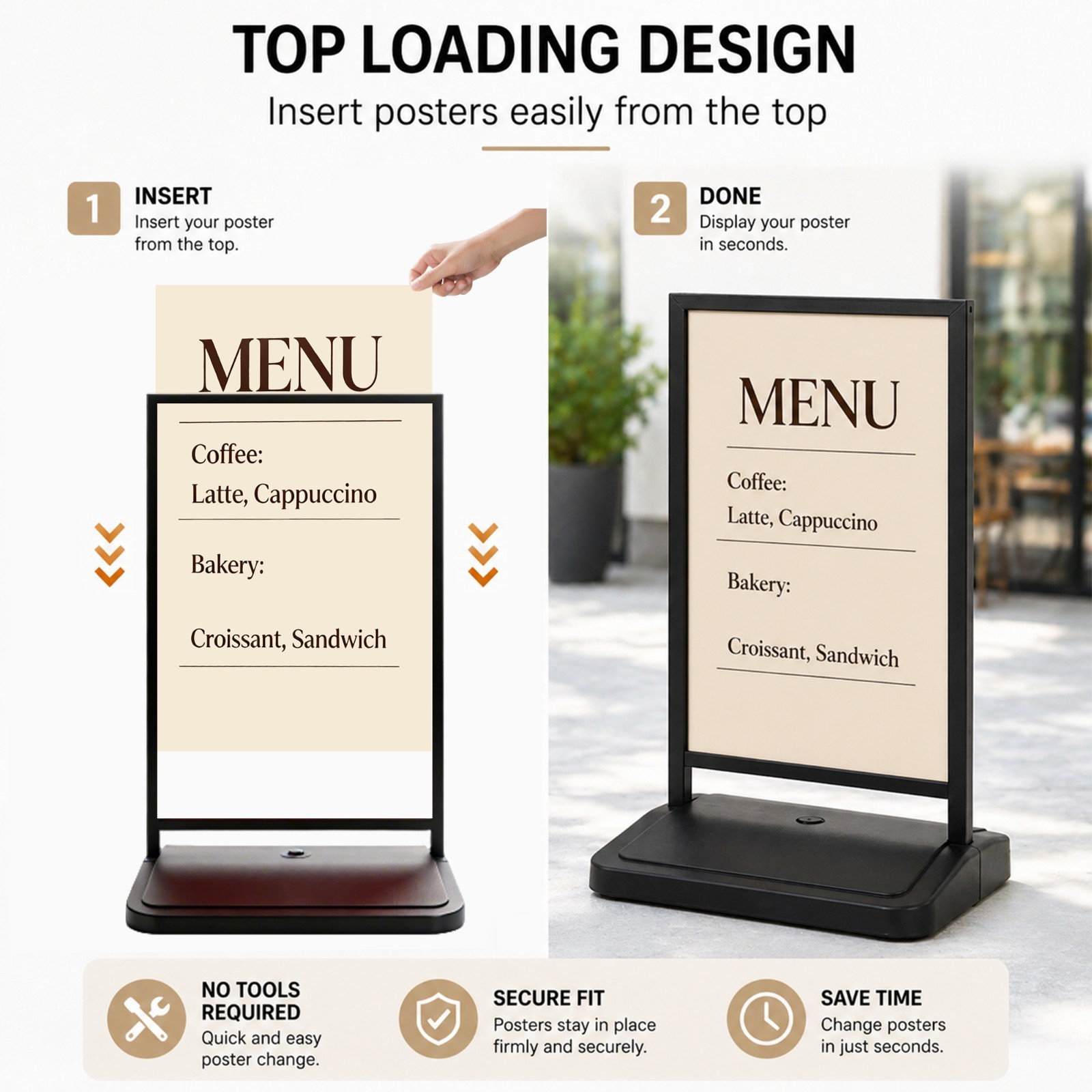 Double-Sided Floor Standing 23⅔”x35½” Sign Holder with Water Refilled Base