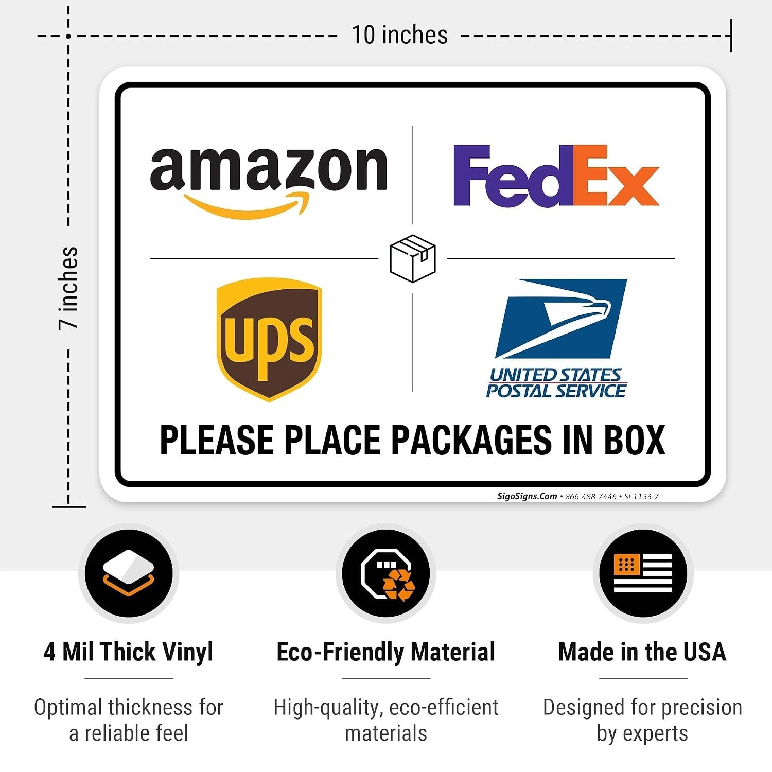 Weather-Resistant Package Delivery Sign, 10×7 Inches Decal for Secure Deliveries