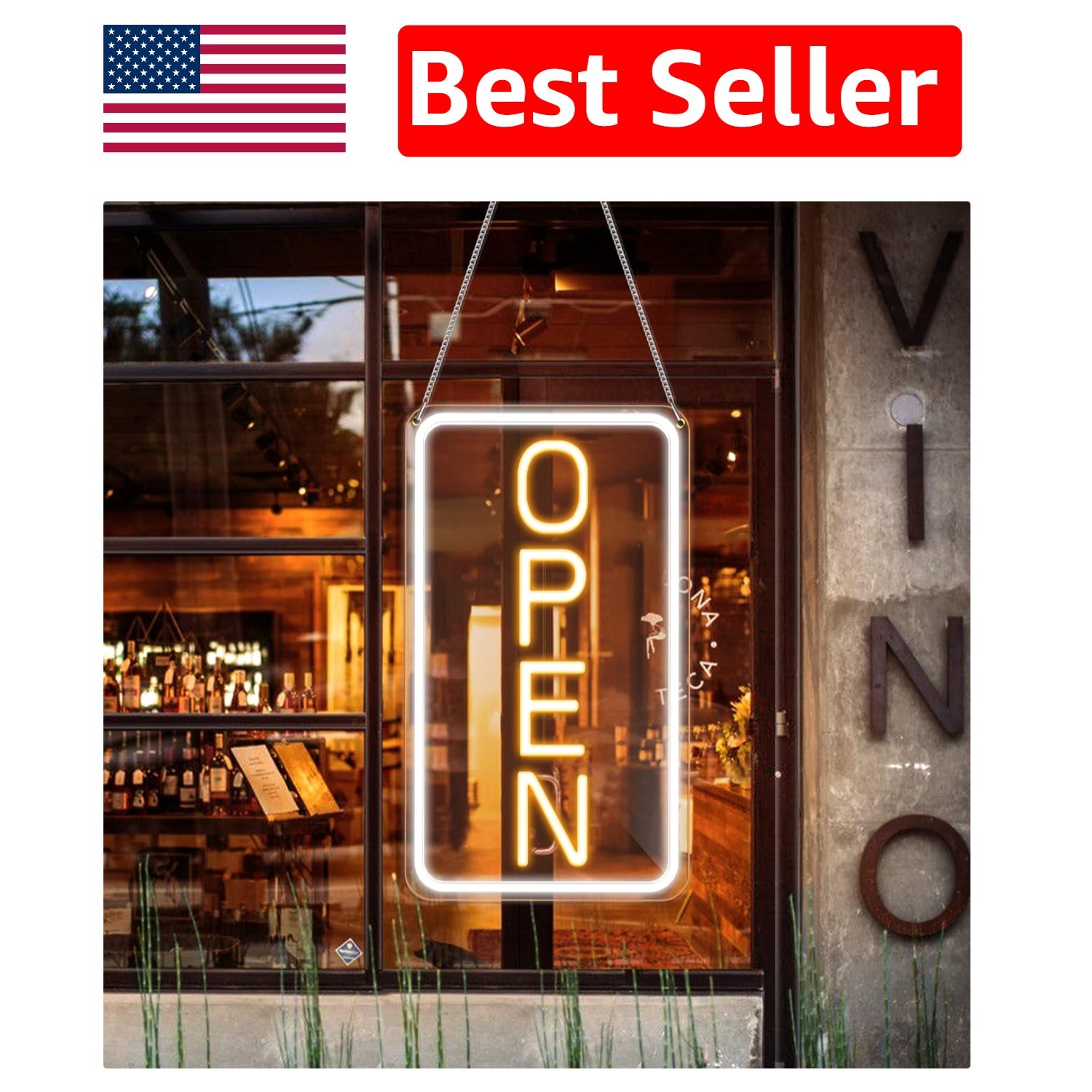 Durable USB-Powered 16×9 LED Open Sign with ON/OFF Switch – Perfect for Outdoors