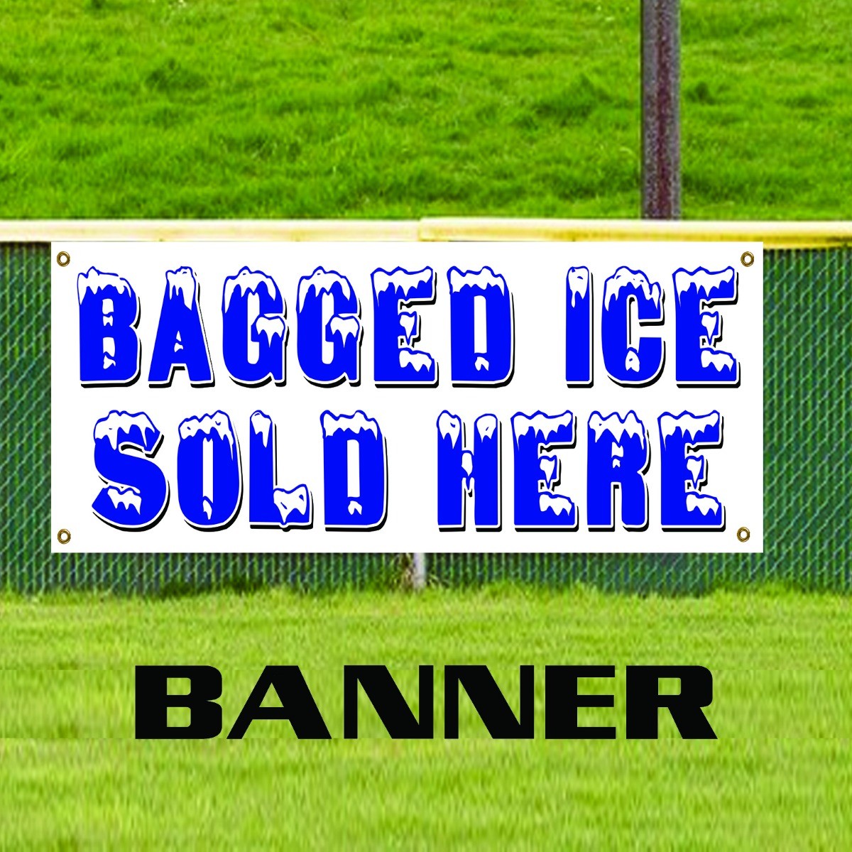 “Bagged Ice Sold Here” Vinyl Banner Business Shop Advertising Promotion Sign