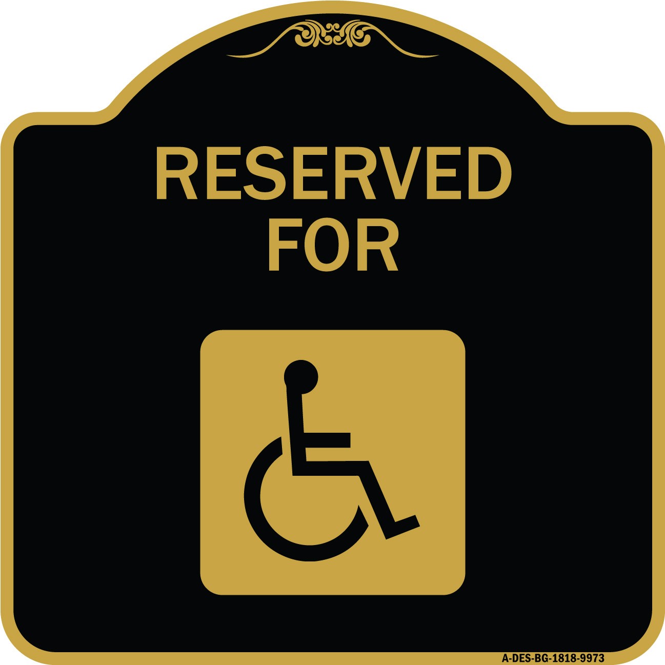 Designer Series – Graphic Handicapped Reserved Black & Gold Heavy Gauge Aluminum
