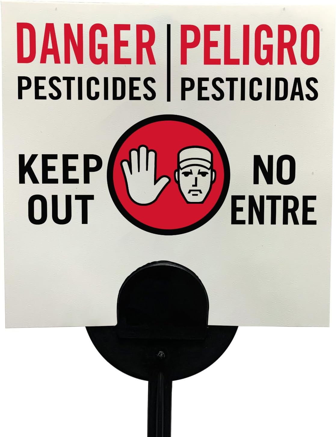 (20-Pack) Bilingual Danger Pesticides Keep Out Yard Sign with Stake, 16 Mil HDPE