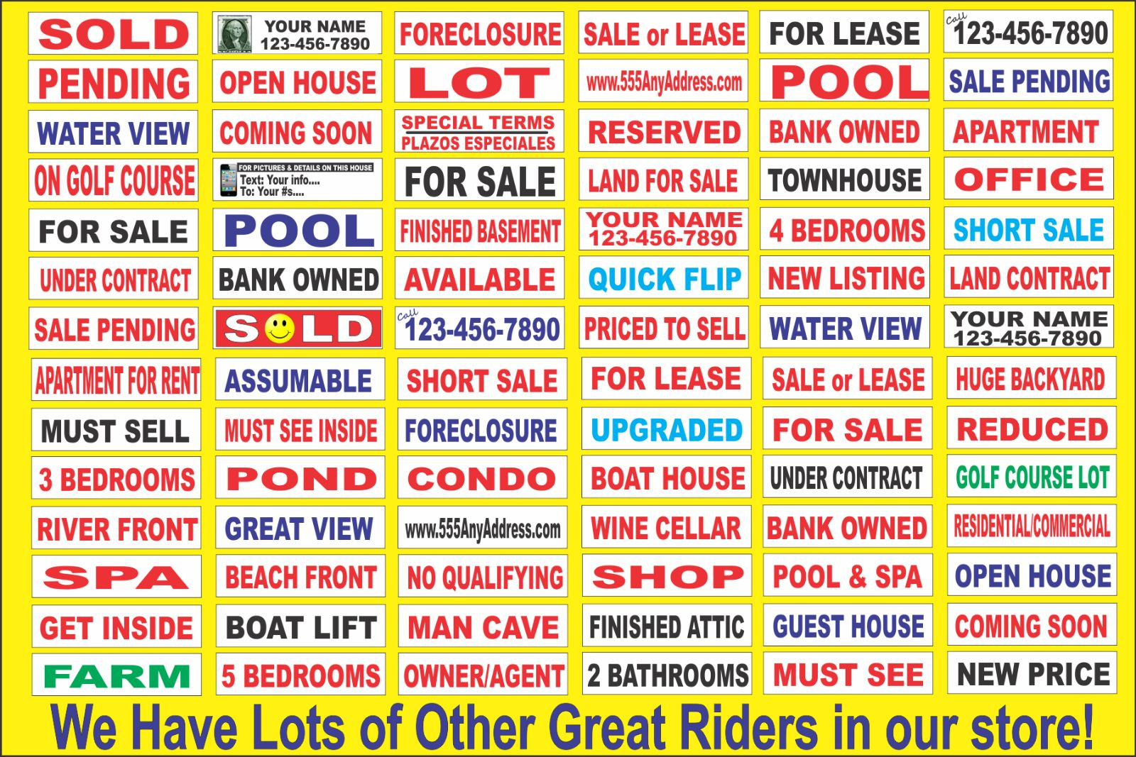 ON GOLF COURSE Yellow & Red 6″x24″ REAL ESTATE RIDER SIGNS Buy 1 Get 1 FREE