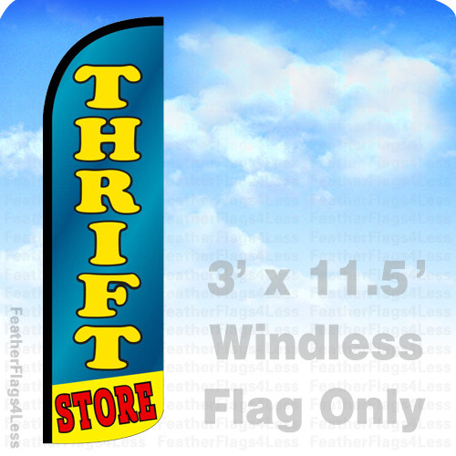 THRIFT STORE – Windless Swooper Feather Flag Banner Sign 3×11.5 – bq