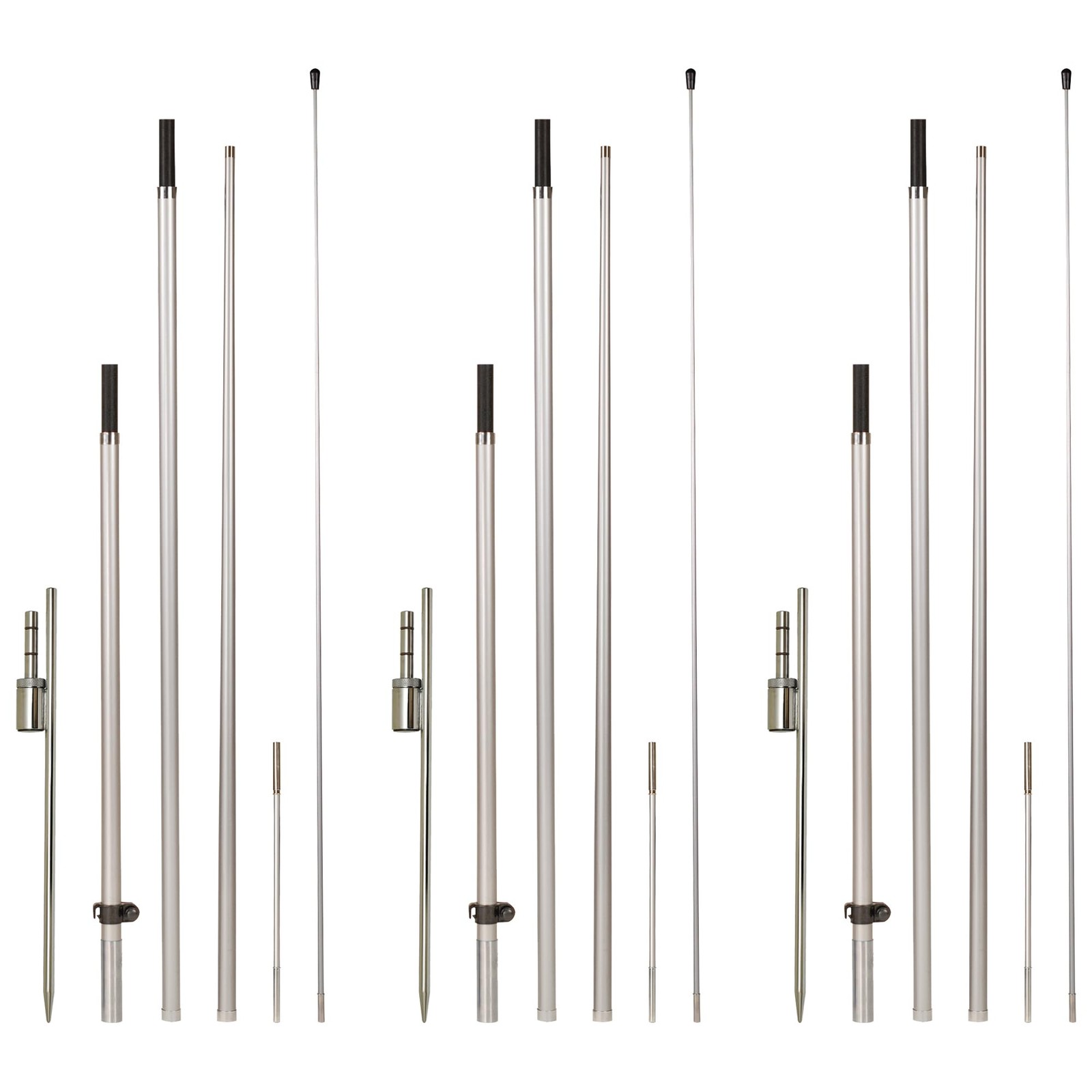 LookOurWay 13ft Feather Flag Pole Kit with Rotating Ground Spike – 3 Pack