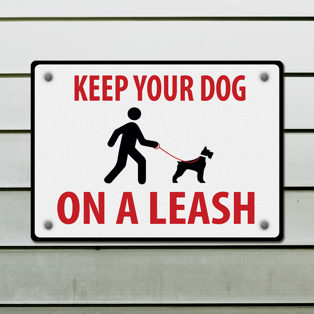 Horizontal Metal Sign Keep Your Dog on A Leash Weatherproof Street Signage