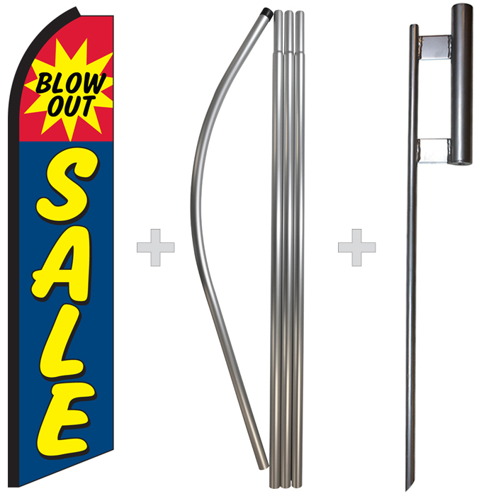 Blow Out Sale 15′ Tall Swooper Flag & Pole Kit Feather Super Bow Banner
