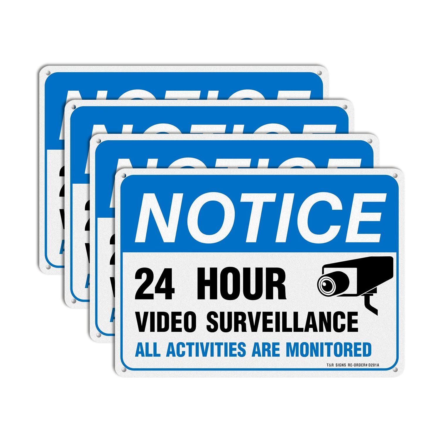 4 Pack Aluminum Video Surveillance Sign 10×7 Inch for Home Office Warehouse