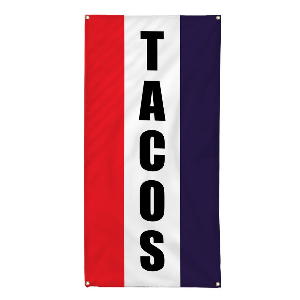 Vertical Vinyl Banner Multiple Sizes Tacos Food Fair Promotion Business Outdoor
