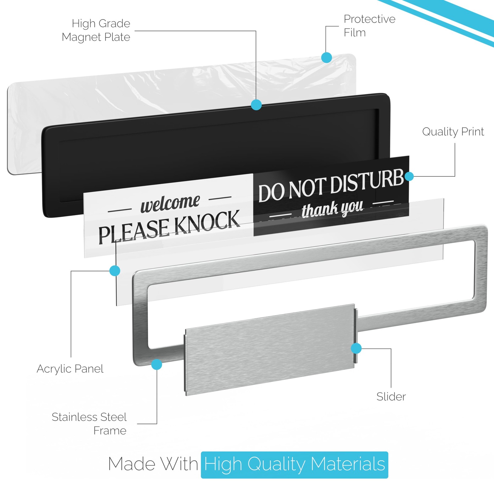 Stainless Steel Do Not Disturb Sign Premium Welcome Please Knock 7×1.5 In