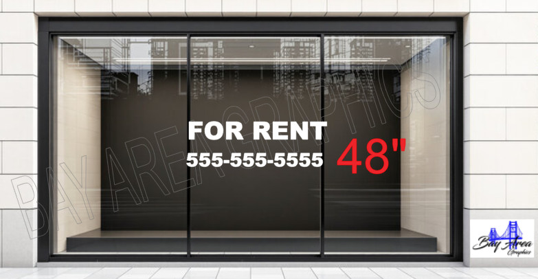 FOR RENT Window Sign Vinyl Sticker Exterior Application Yellow or White