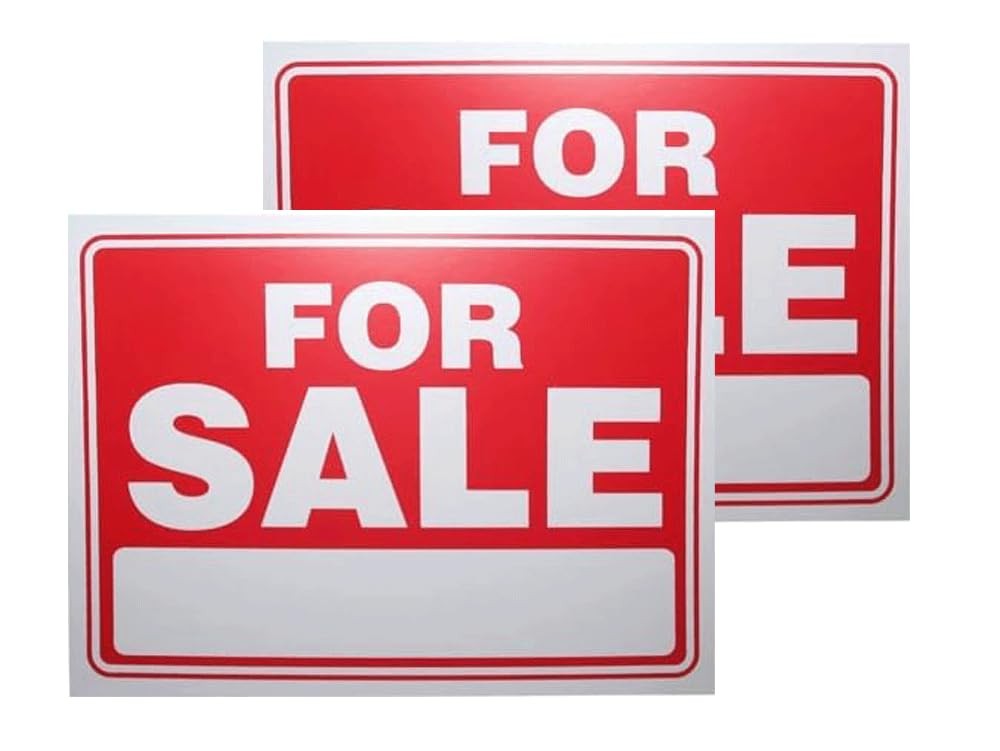 For Sale Sign 9×12 Inch Plastic Waterproof Signage Bright Durable 2 PCS
