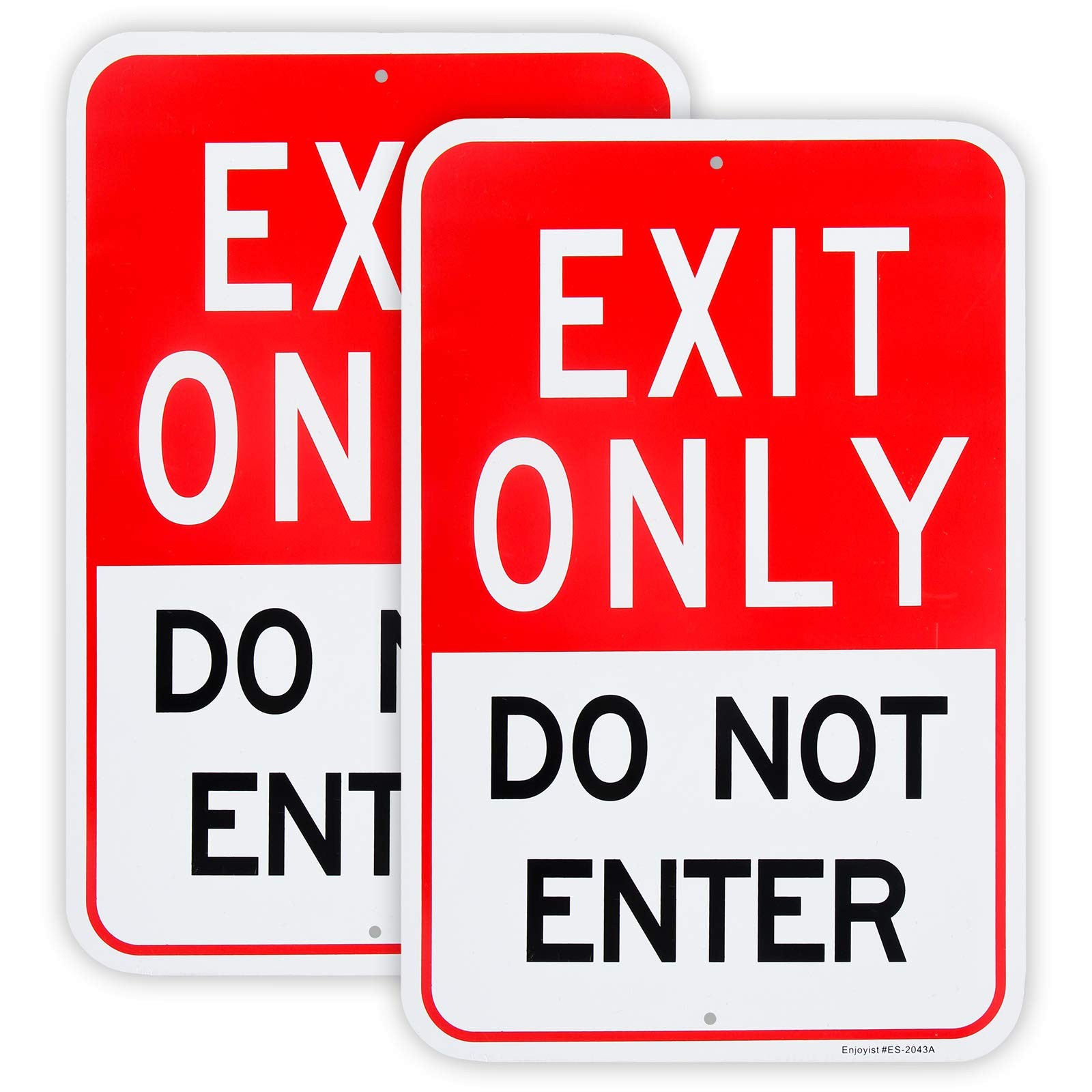 2-Pack Large Exit Only Do Not Enter Sign, 18″x 12″ .04″ Aluminum Reflective S…