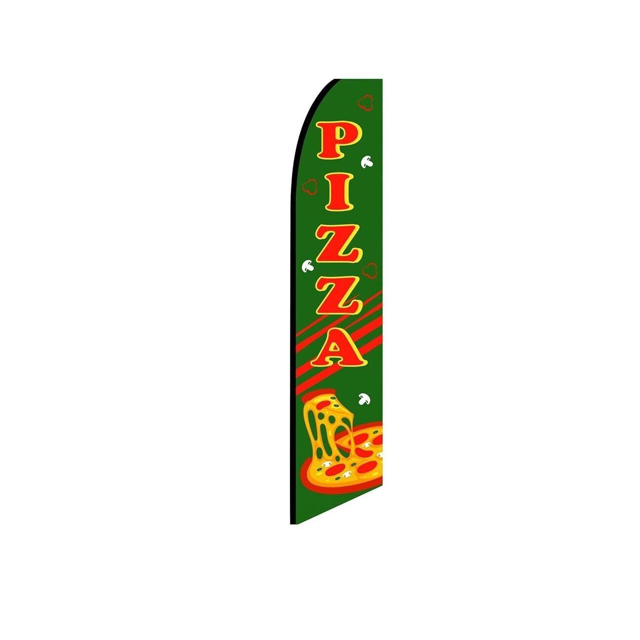 Pizza Green Swooper Flutter Feather Flag | 3ft W x 11.5ft Tall