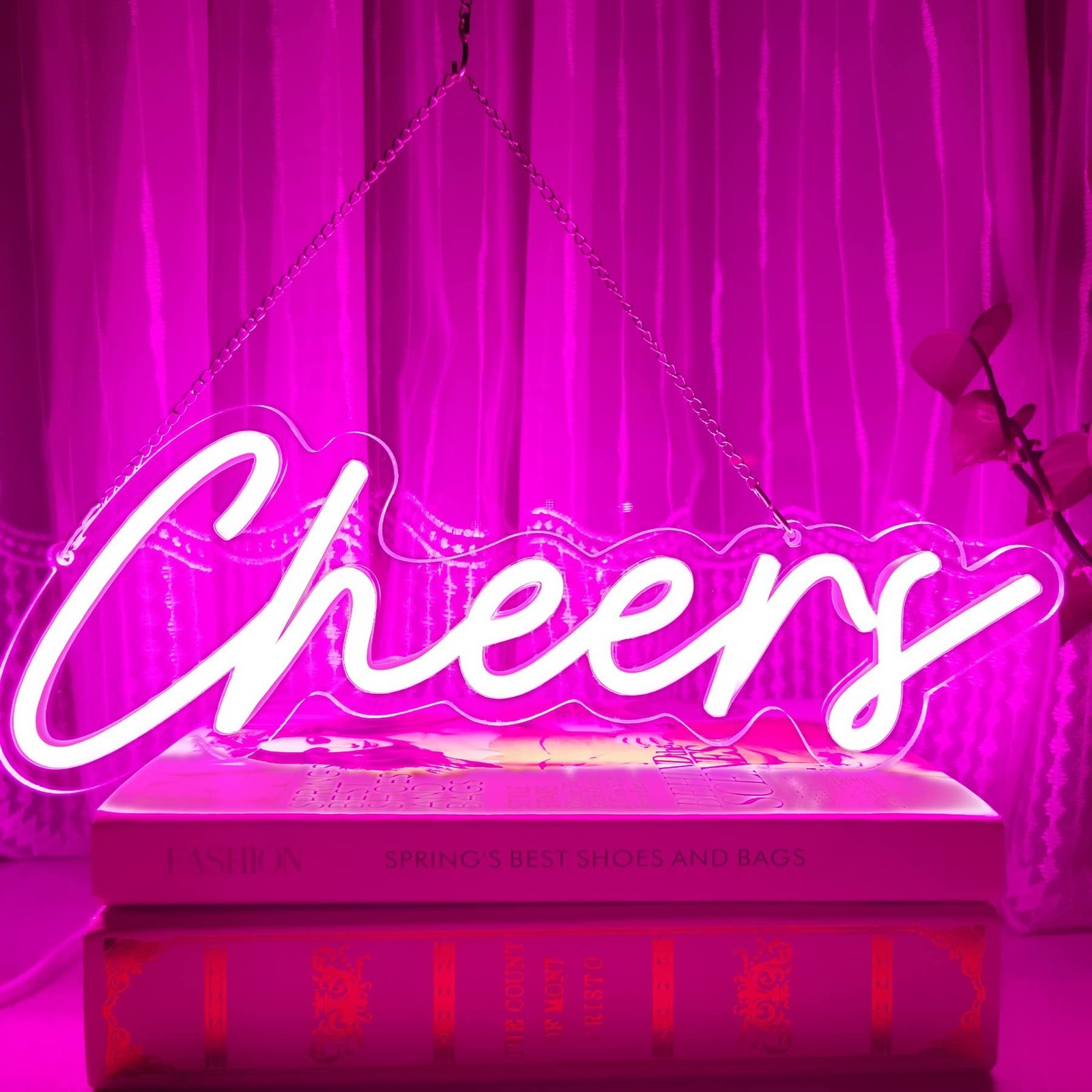 Cheers Neon Sign,Dimmable Pink Neon Signs for Wall Decor, LED Neon Bar Light …