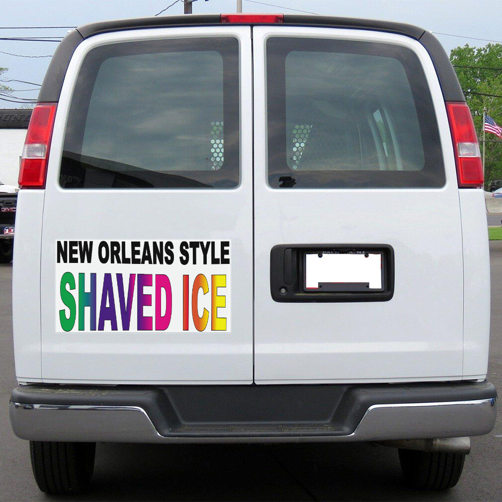 Car Magnet Set of 2 New Orleans Style Shaved Ice Black Rainbow Food Restaurant