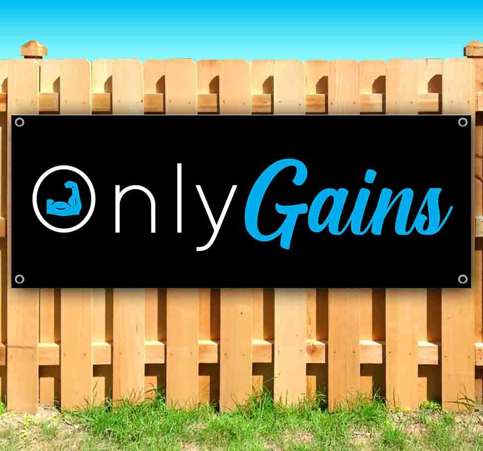 ONLY GAINS Advertising Vinyl Banner Flag Sign Many Sizes WORKOUT FITNESS GYM