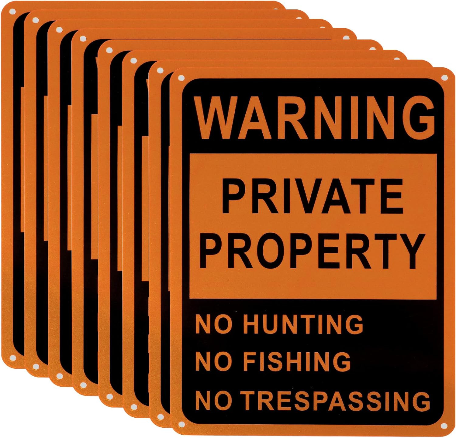 8PCS No Trespassing Private Property Signs 10″x7″ Reflective Aluminum Weatherpro