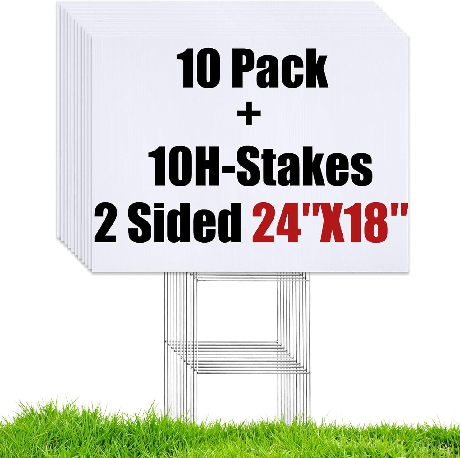 10 Large Blank Yard Signs with H-Stakes for Custom Outdoor Events – 18×24 Inches