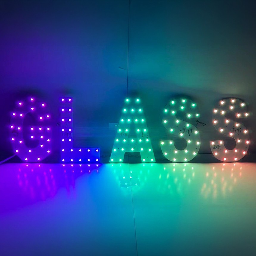 EPL Signs GLASS RGBW Wave LED Sign 7″x26″ Remote 4G Full-color Changes