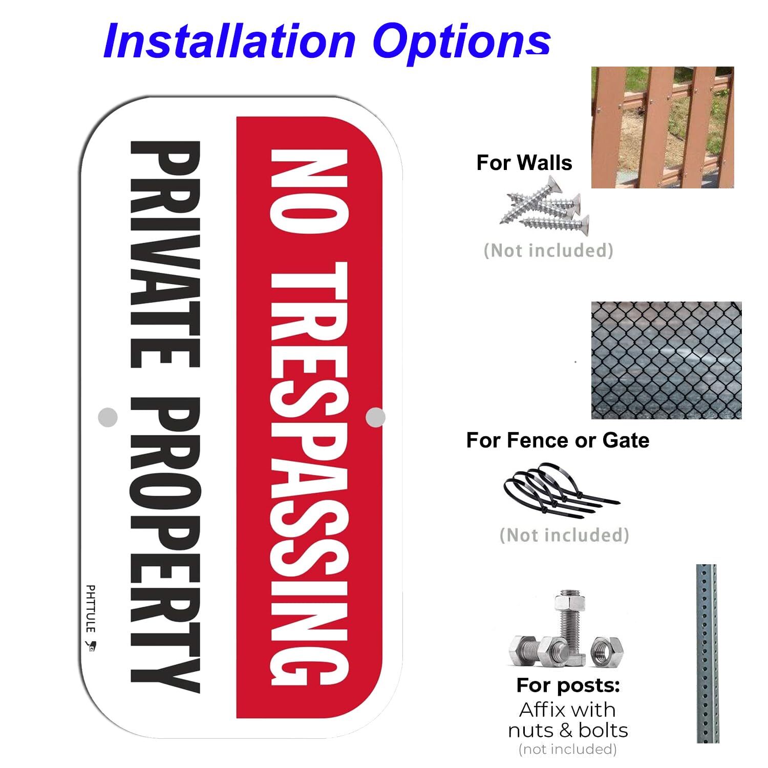 Private Property No Trespassing Sign 2 Pack, Metal Trespass Brown 2pack