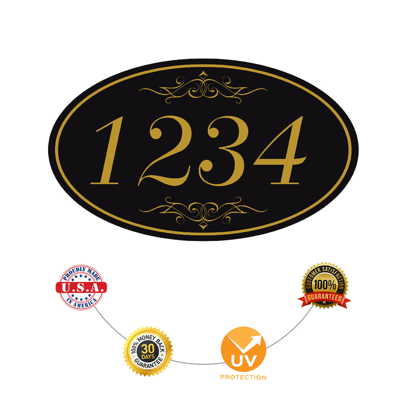 Personalized Number Door Plate 12″x7″ Custom Oval Wall Sign Choice Of Colors