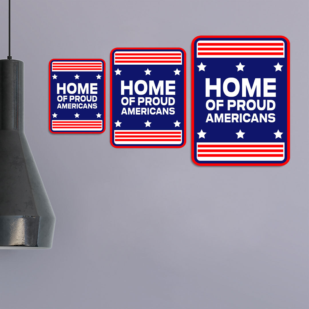 Portrait Round Plus Home of Proud Americans Door or Wall Sign