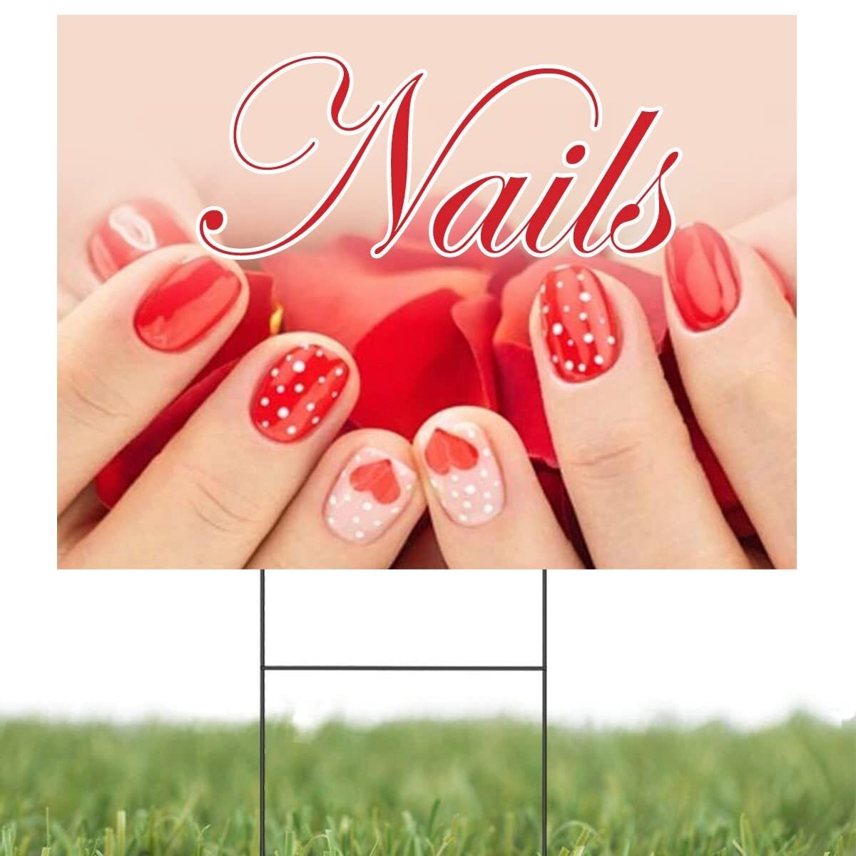 Nails | Full Color Sidewalk Display Sign Board with Metal Ground Stakes |
