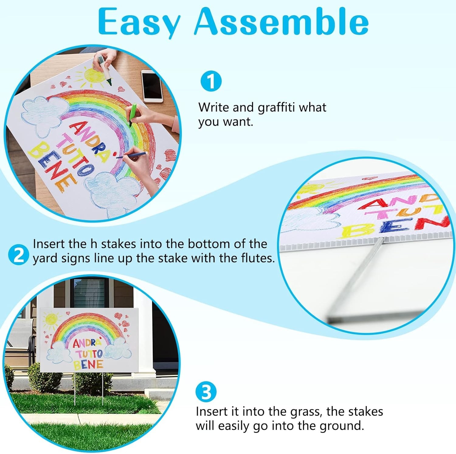 6 Pack Lawn Signs with Stakes 17×12 Inch Corrugated Plastic Custom Double Sid…
