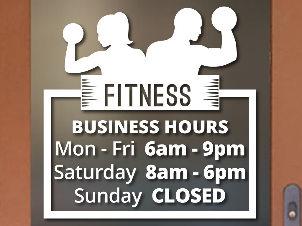 FITNESS GYM ORIGINAL BUSINESS HOURS COLORS and Sizes PERSONALIZED Sign