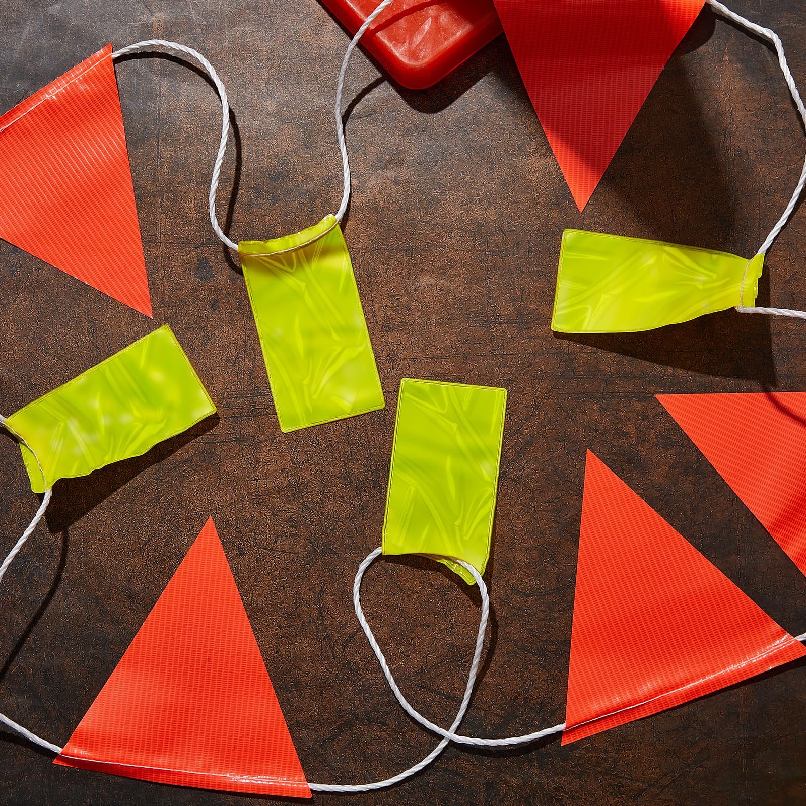 Perimeter Marking Flags 102 Ft/ 45 Pcs Caution Pennant Banner Safety Flags fo…
