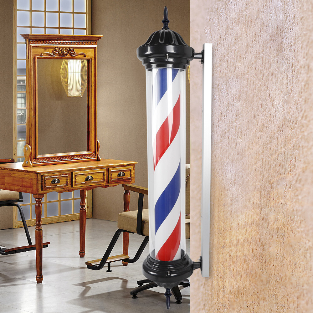 40″ Outdoor Barber Shop Pole Rotating Light Hair Salon Sign Illuminated Light