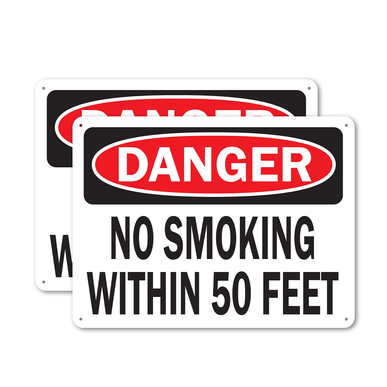 (2 Pack) No Smoking Within 50 Feet OSHA Danger Sign Decal Metal Plastic