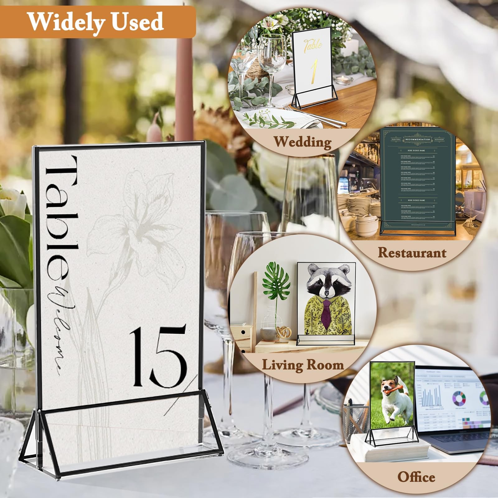 Floroom 12 Pack 4×6 Inch Clear Acrylic Sign Holders, 4″ x 6″- 12 Pack, Black