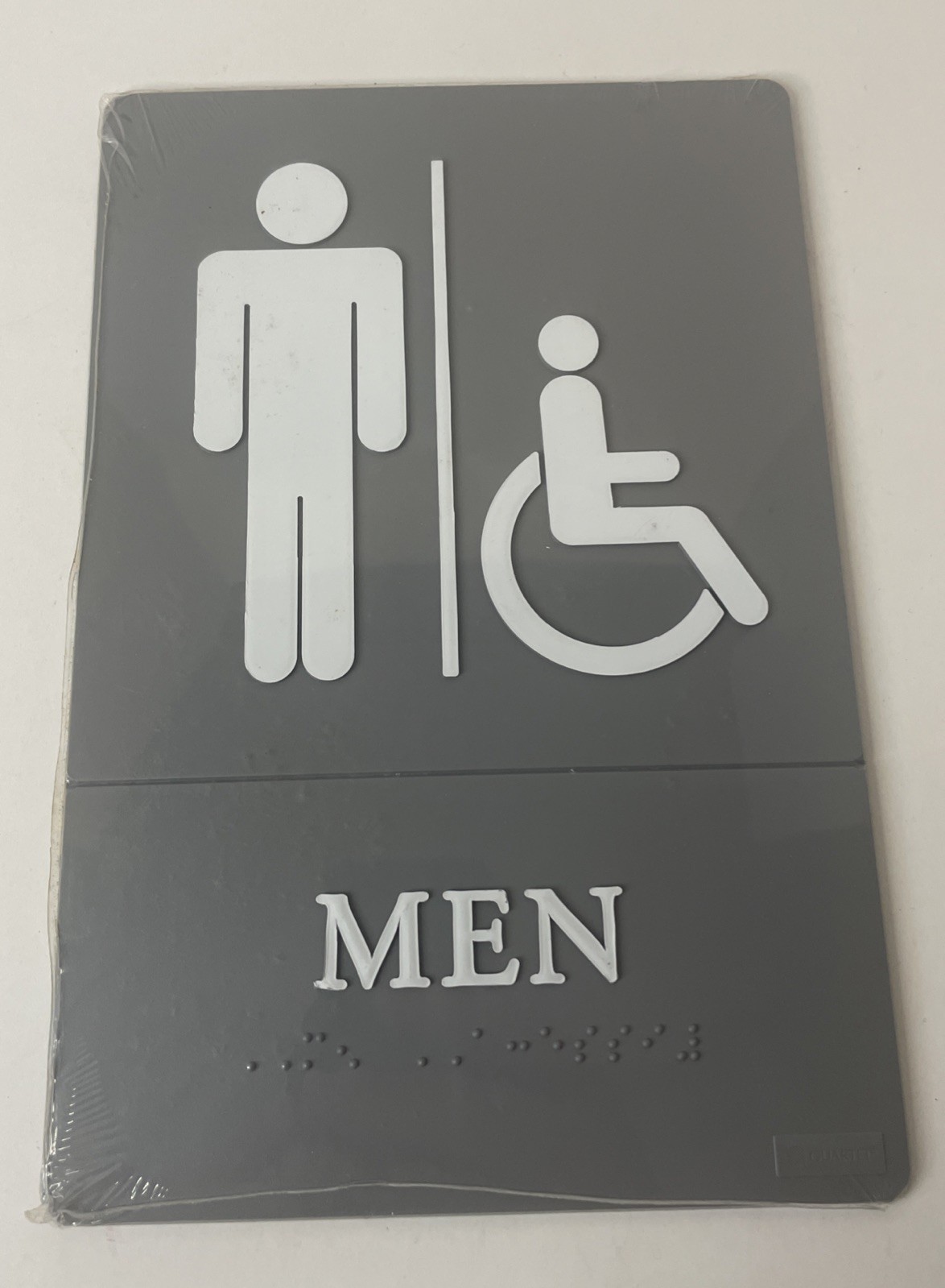 NEW Quarter ADA Signs Men’s Restroom Handicap Wheelchair Accessible Gray/Grey