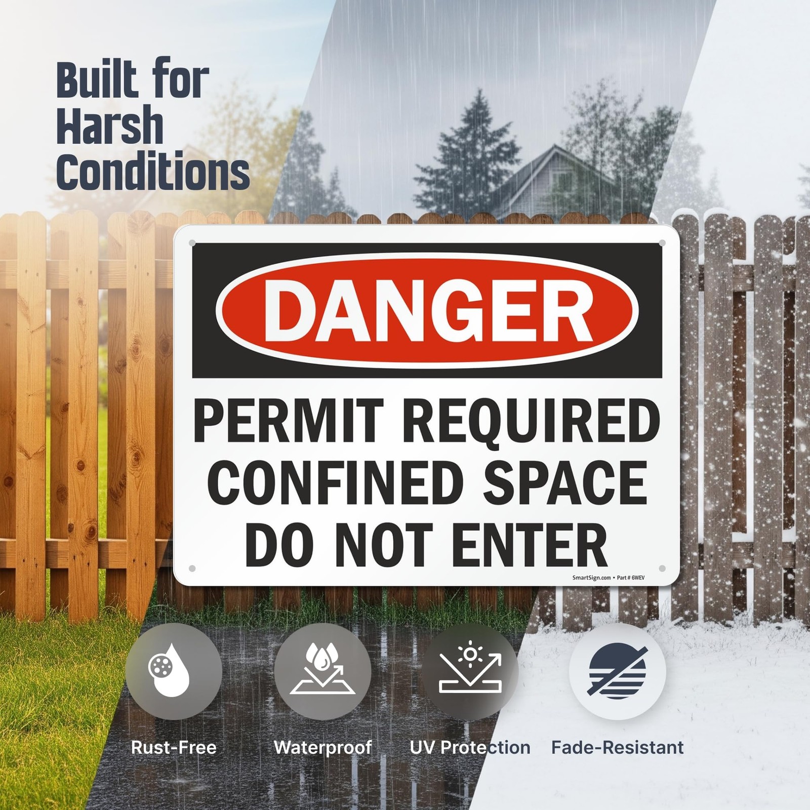 Danger Permit Required Confined Space Do Not Enter Aluminum Metal Sign 10×14″