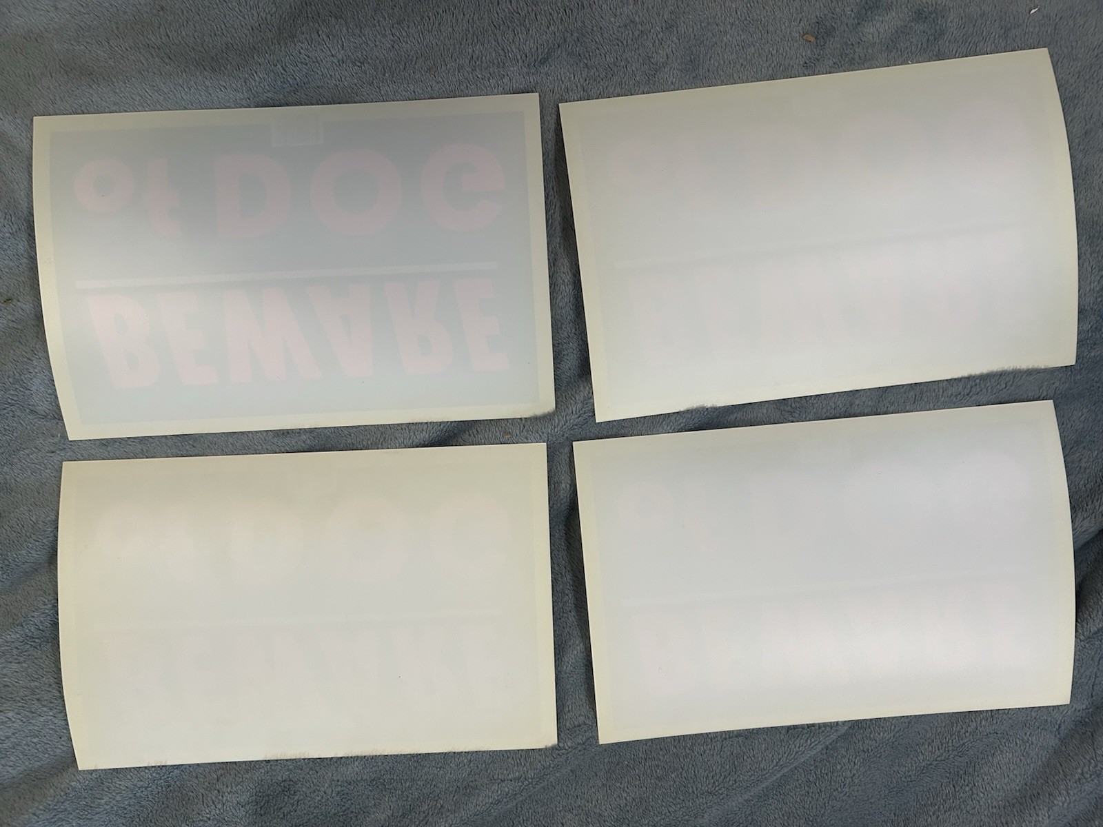 Lot Of 4 Black, Red & White Flexible Plastic “beware Of Dog” Signs