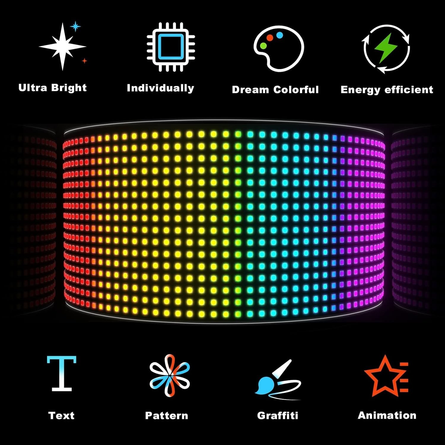 Colorful LED Store Sign, Bluetooth App Control – 15″x4″