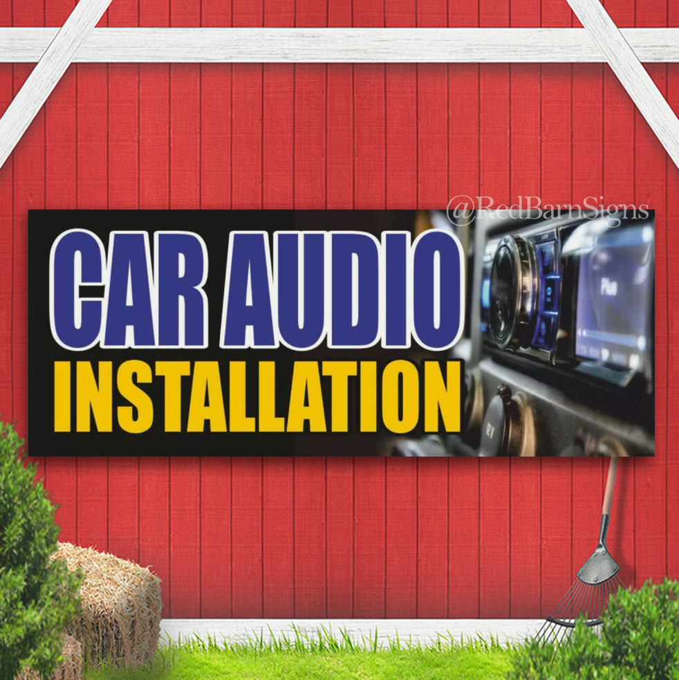 CAR AUDIO INSTALLATION Advertising Banner Vinyl Mesh Sign Auto Shop Service