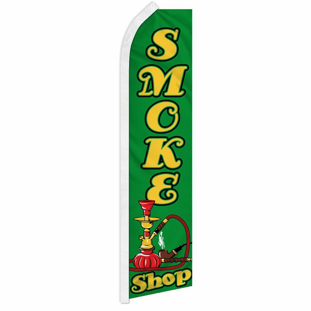 “SMOKE SHOP” advertising super flag swooper banner business sign cbd e-cig grn