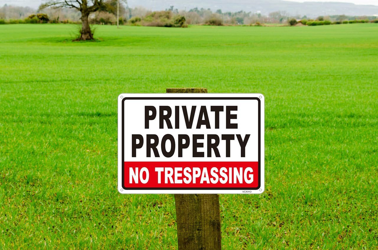 Private Property Sign Metal Large Weatherproof No Trespassing 14×10 Inches