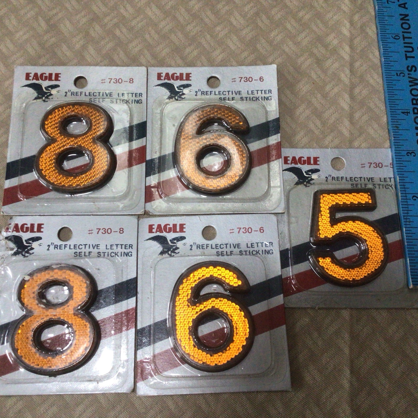 Plastic Reflective Numbers 2″ Eagle Brand 2 # 8, 2# 6 & 1# 5.