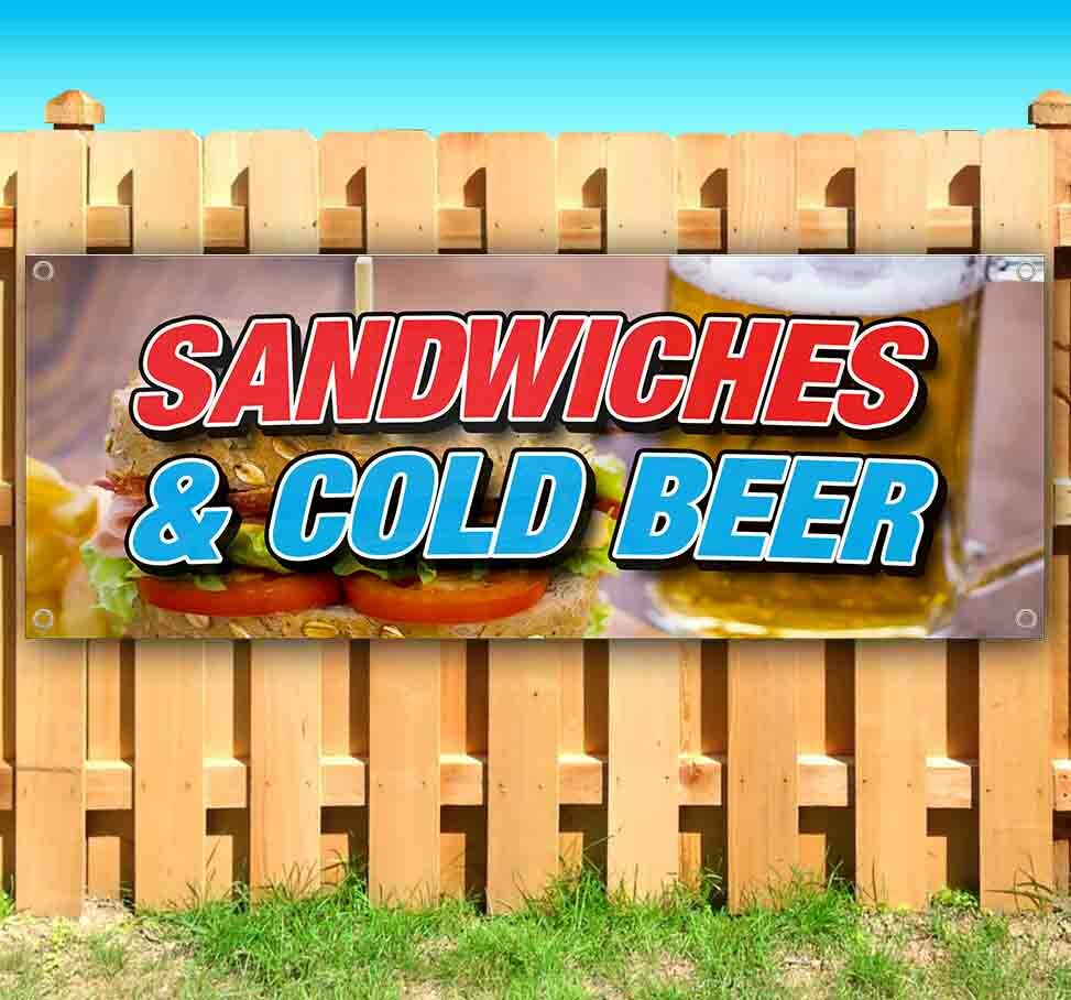 SANDWHICHES & COLD BEER Advertising Vinyl Banner Flag Sign Many Sizes FOOD